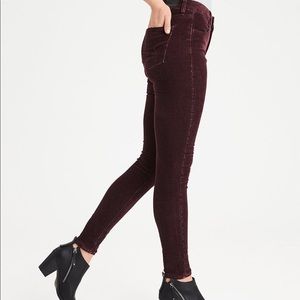 American eagle maroon corduroy skinny jeggings